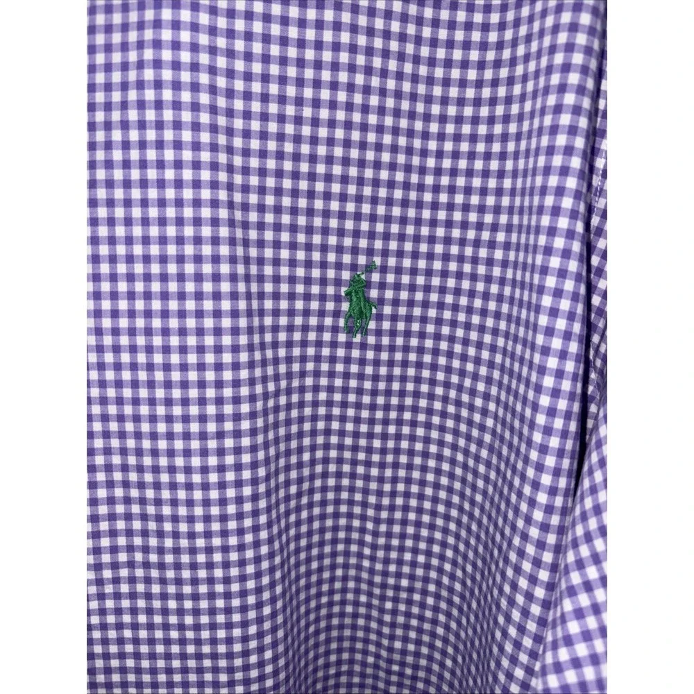 Polo Ralph Lauren Shirt Mens 2XL Purple Gingham Check Long Sleeve Button Down